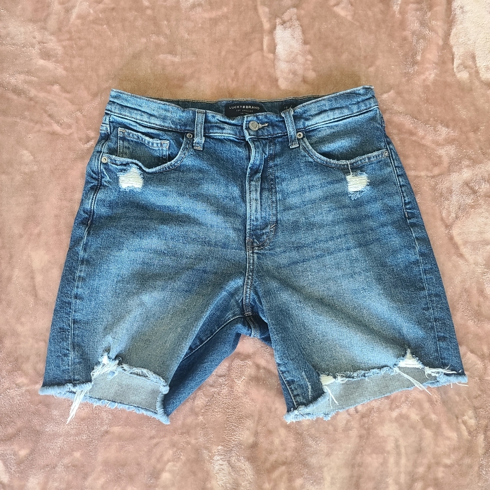 Lucky's Brand 90's loose shorts high rise dark wash distressed women's size 10